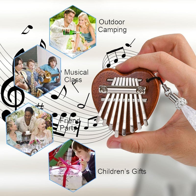 woobles Mbira Sanza Finger Practice Instrument Mahogany Thumb Piano, Solid Wooden Heart-Shaped Thumb Piano Musical Instrument with Delicate Craftsmanship for Teachers, Friends and Lovers - Image 4